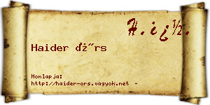 Haider Örs névjegykártya